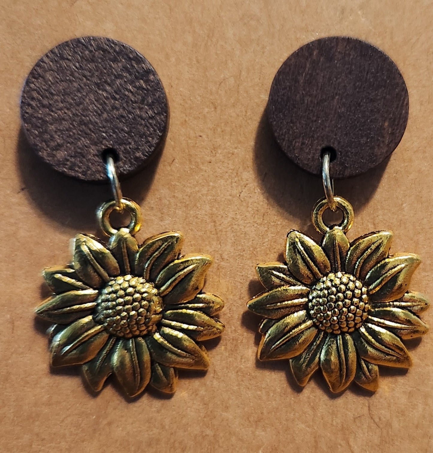 Rustic Sunflower Drop Earrings