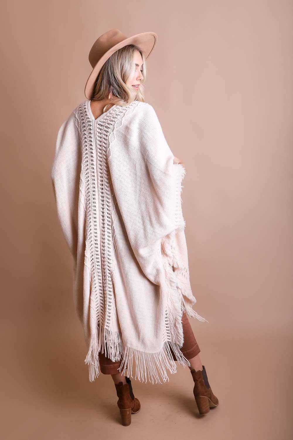 Leto Accessories - Bestselling Open Work Frayed Border Bohemian Ruana