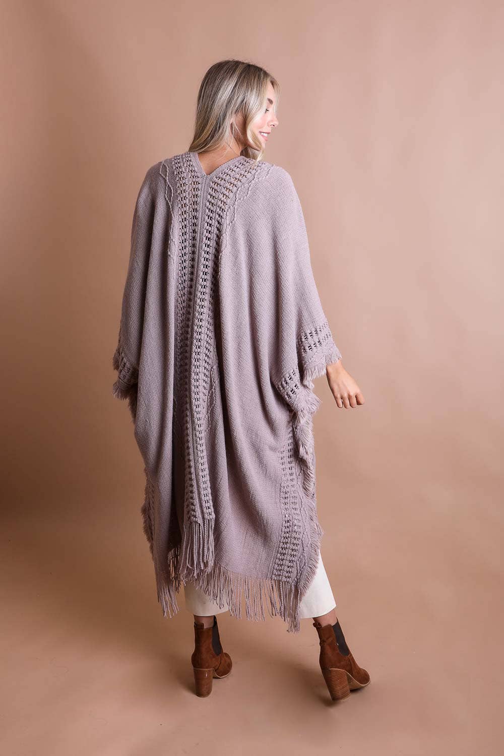 Leto Accessories - Bestselling Open Work Frayed Border Bohemian Ruana