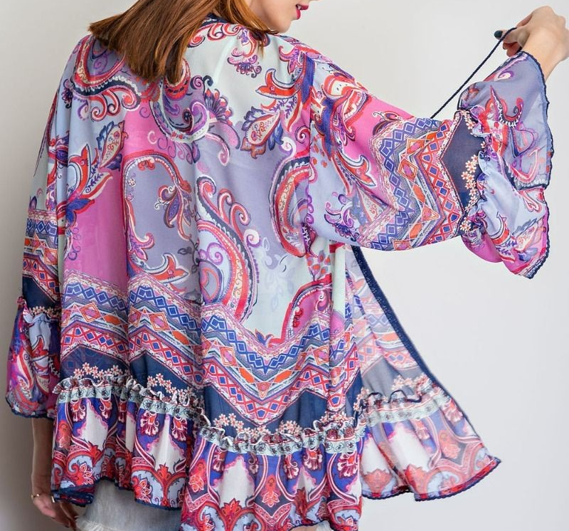 WASHED CHIFFON OPEN CARDIGAN