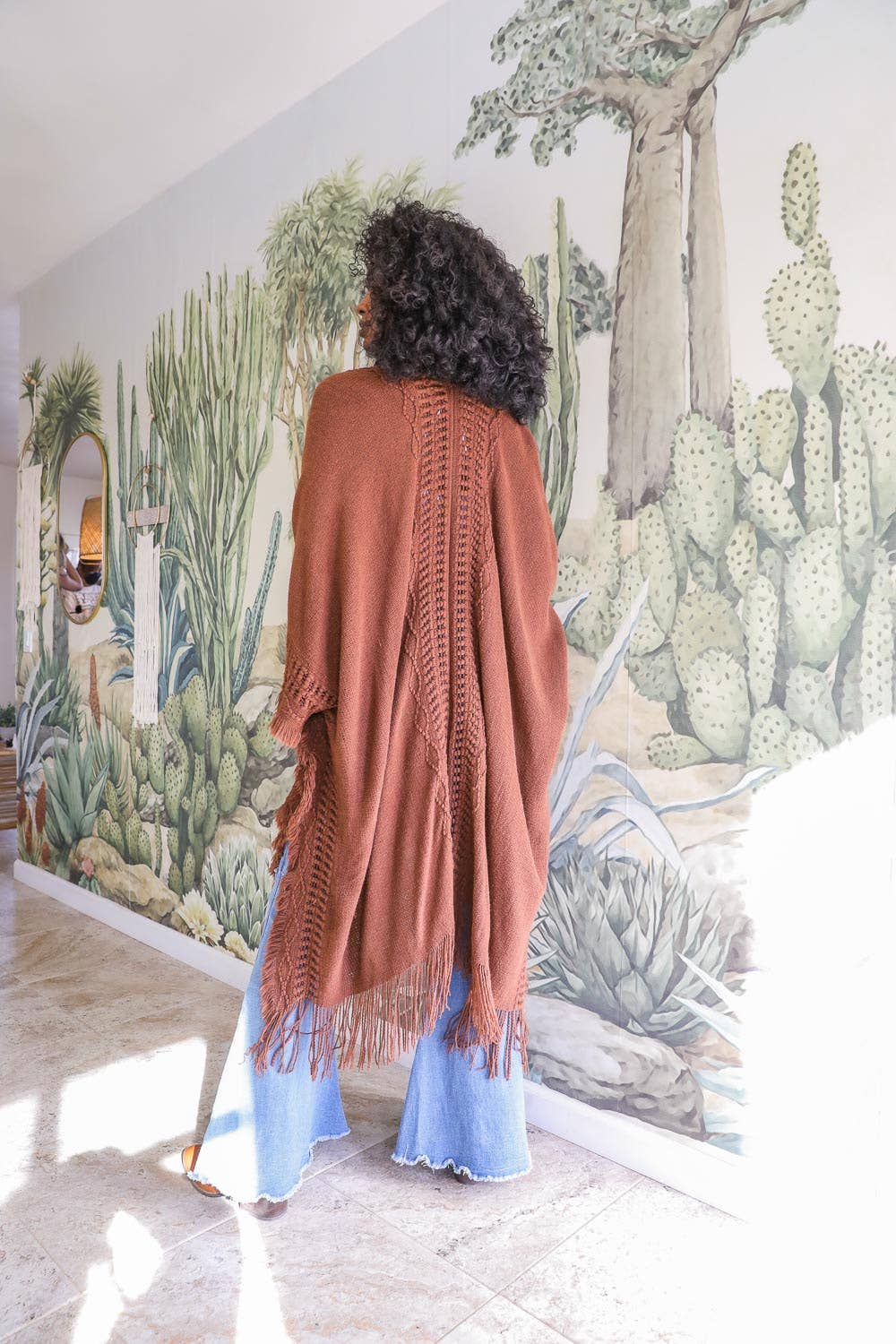 Leto Accessories - Bestselling Open Work Frayed Border Bohemian Ruana
