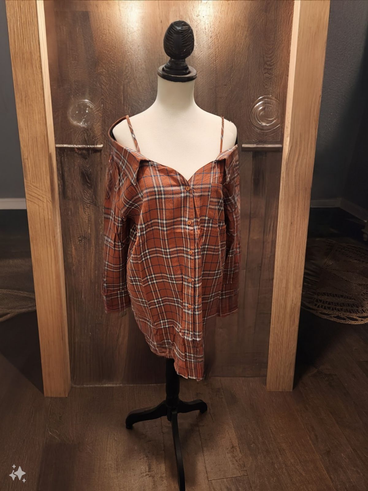 BROWN OFF SHOULDER SPAGHETTI STRAP TOP