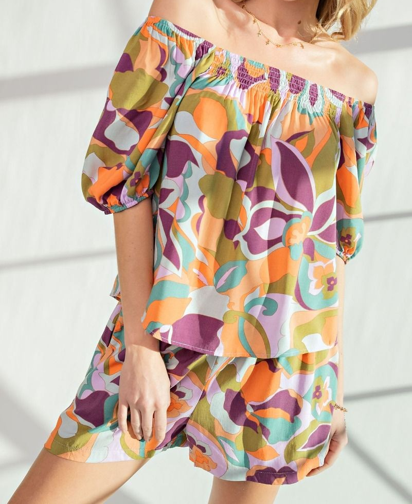 PRINTED CHALLIS LOOSE FIT TOP