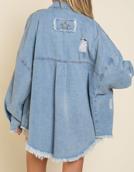 DISTRESSED OVERSIZED SHACKET