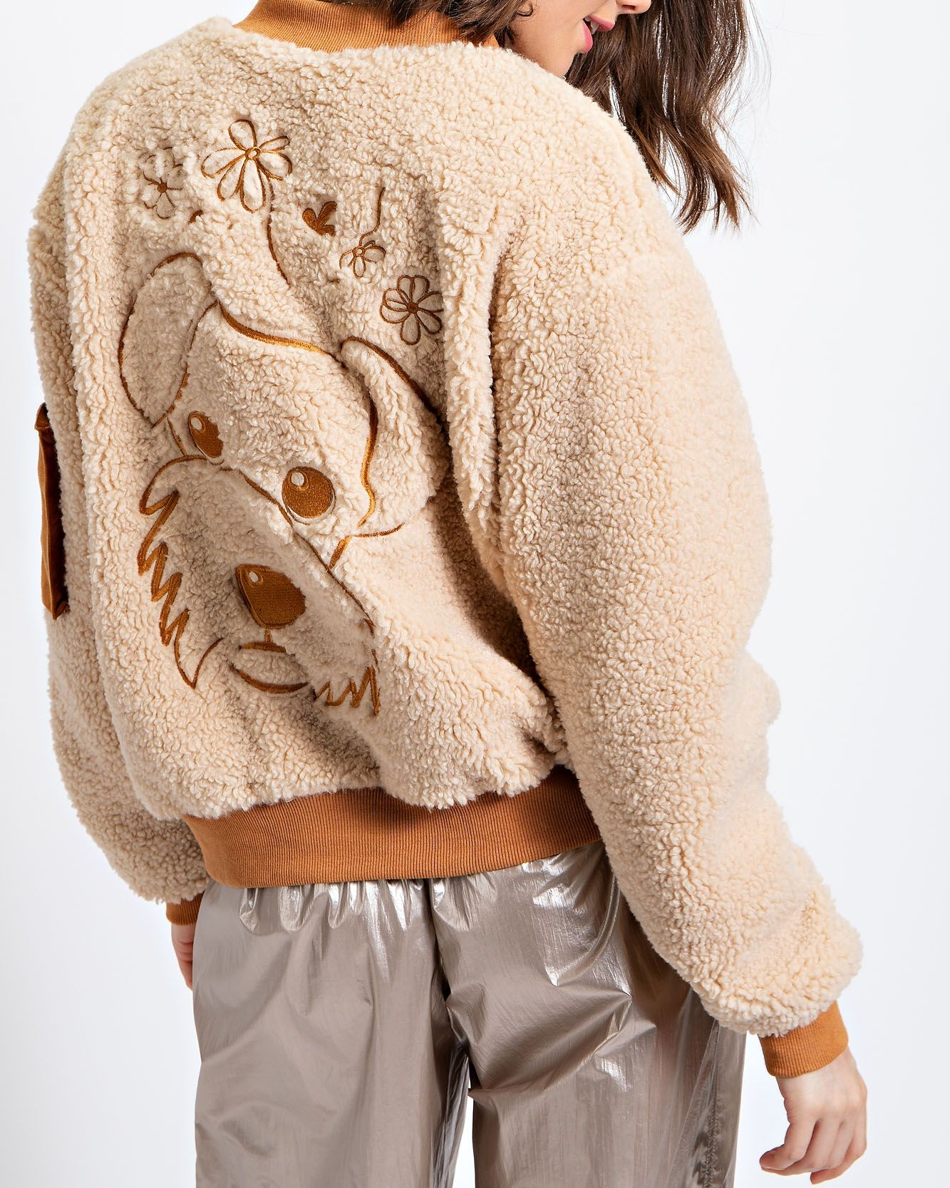 SHERPA/TEDDY BEAR BOMBER JACKET