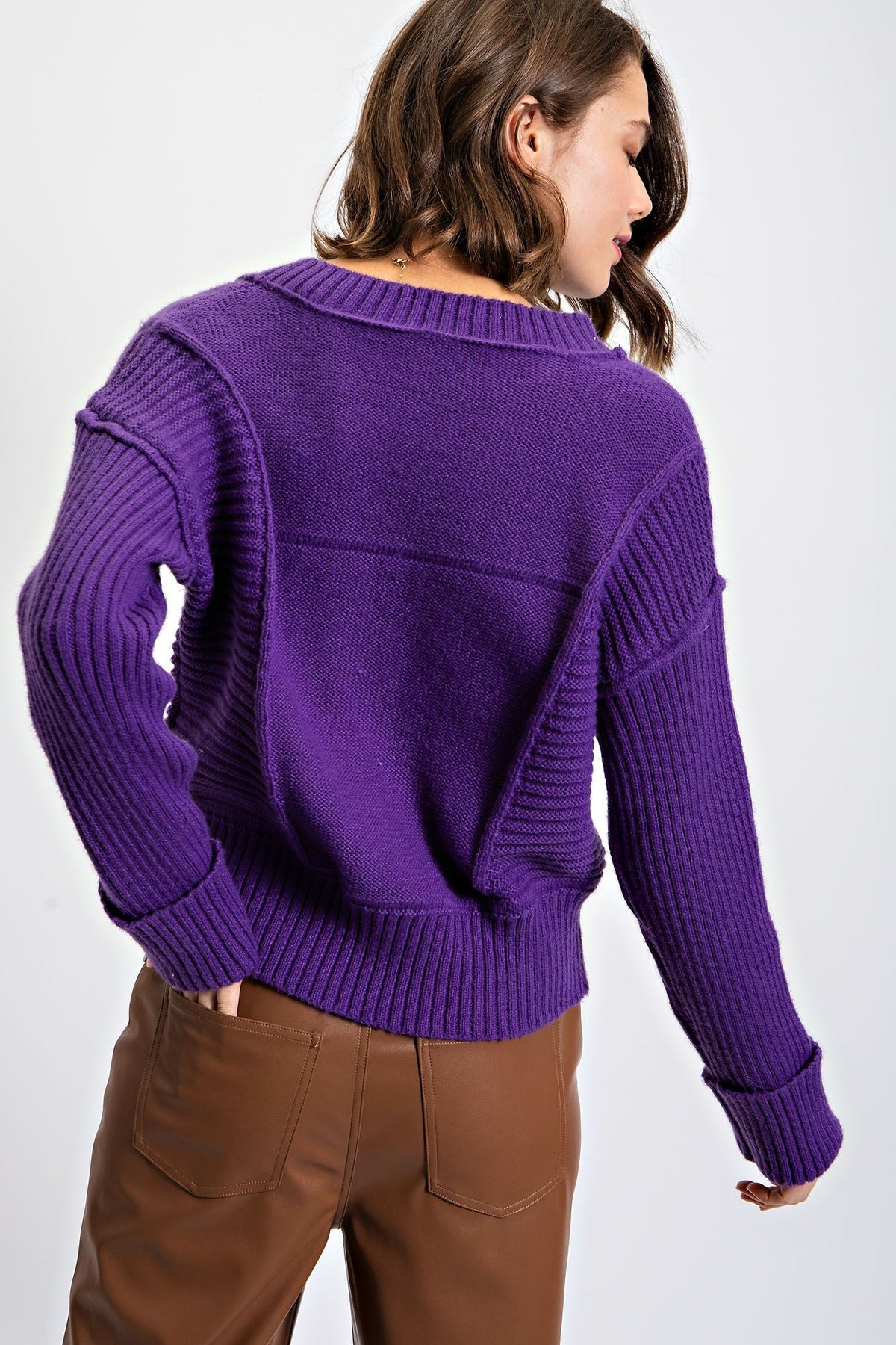 Easel V-Neck Slouchy Knit Sweater