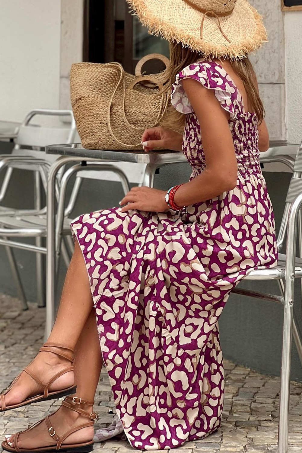 Rose Leopard Smocked Maxi – Luxe Collection