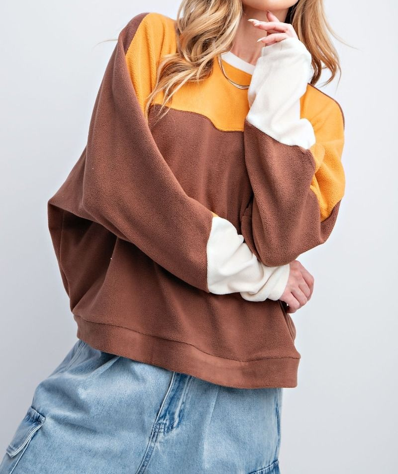 BRUSHED FLEECE LOOSE FIT PULLOVER SWEATSHIRT