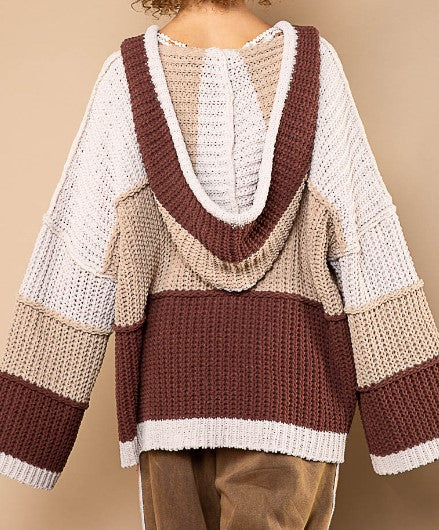 MOCHA BROWN HOODED SWEATER