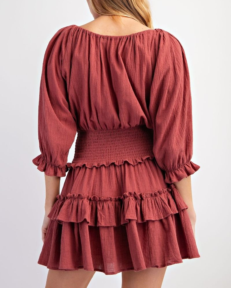 Textured Cotton Linen Mini Dress