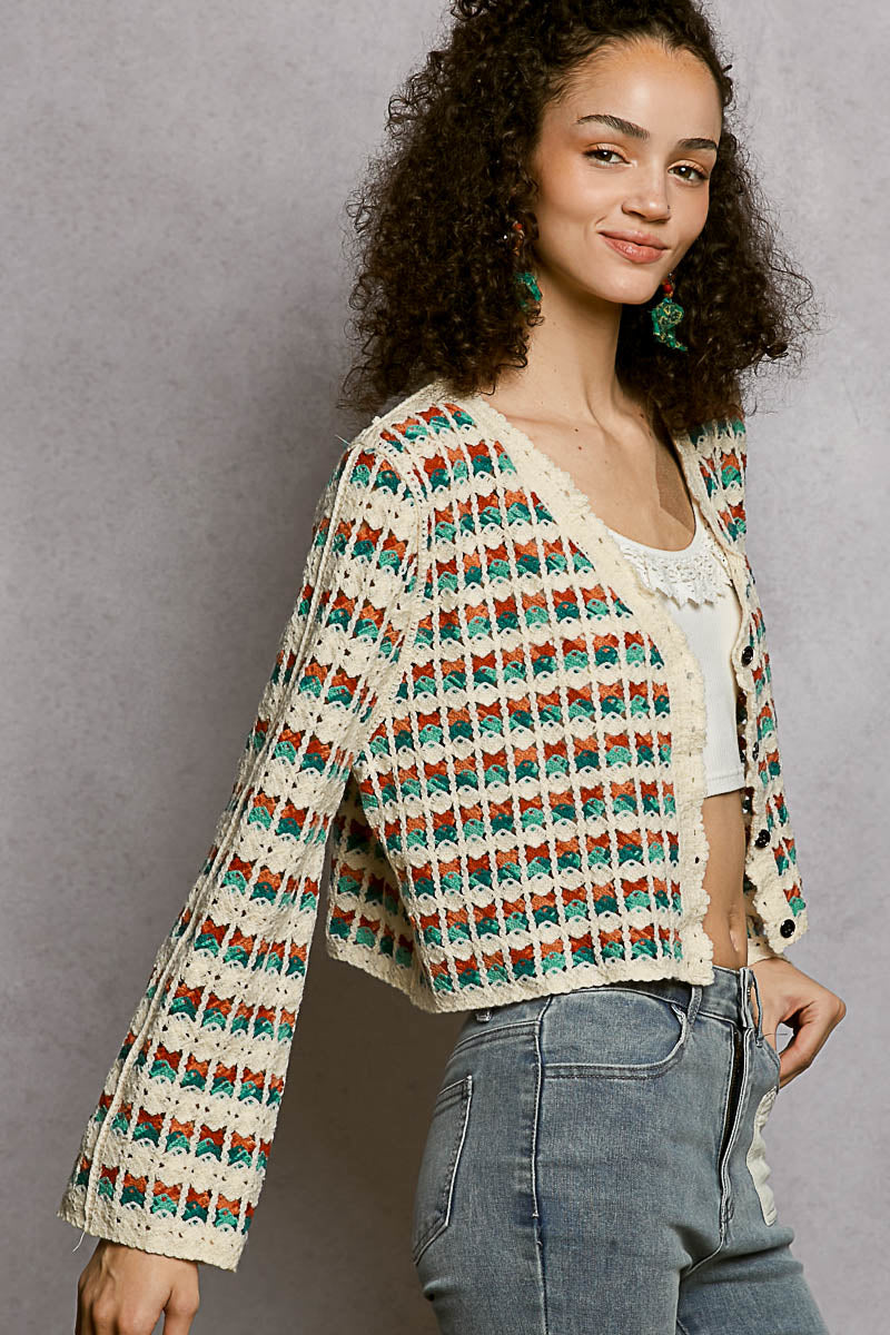 POL Boho Crochet Knit Cardigan – One Size
