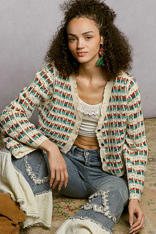 POL Boho Crochet Knit Cardigan – One Size
