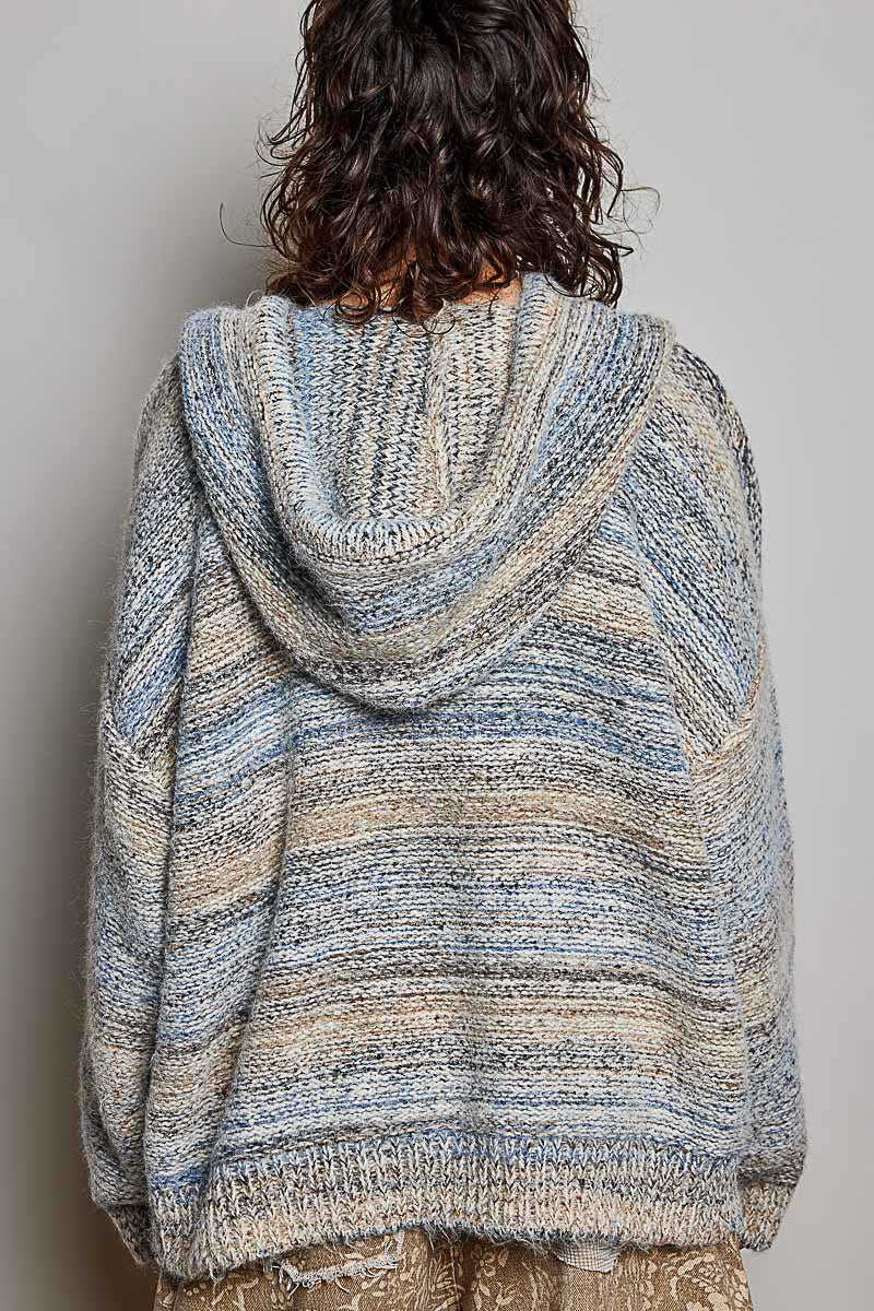 POL Hooded Mélange Knit Pullover Sweater