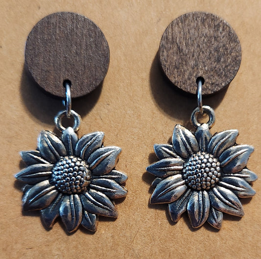 Rustic Sunflower Drop Earrings