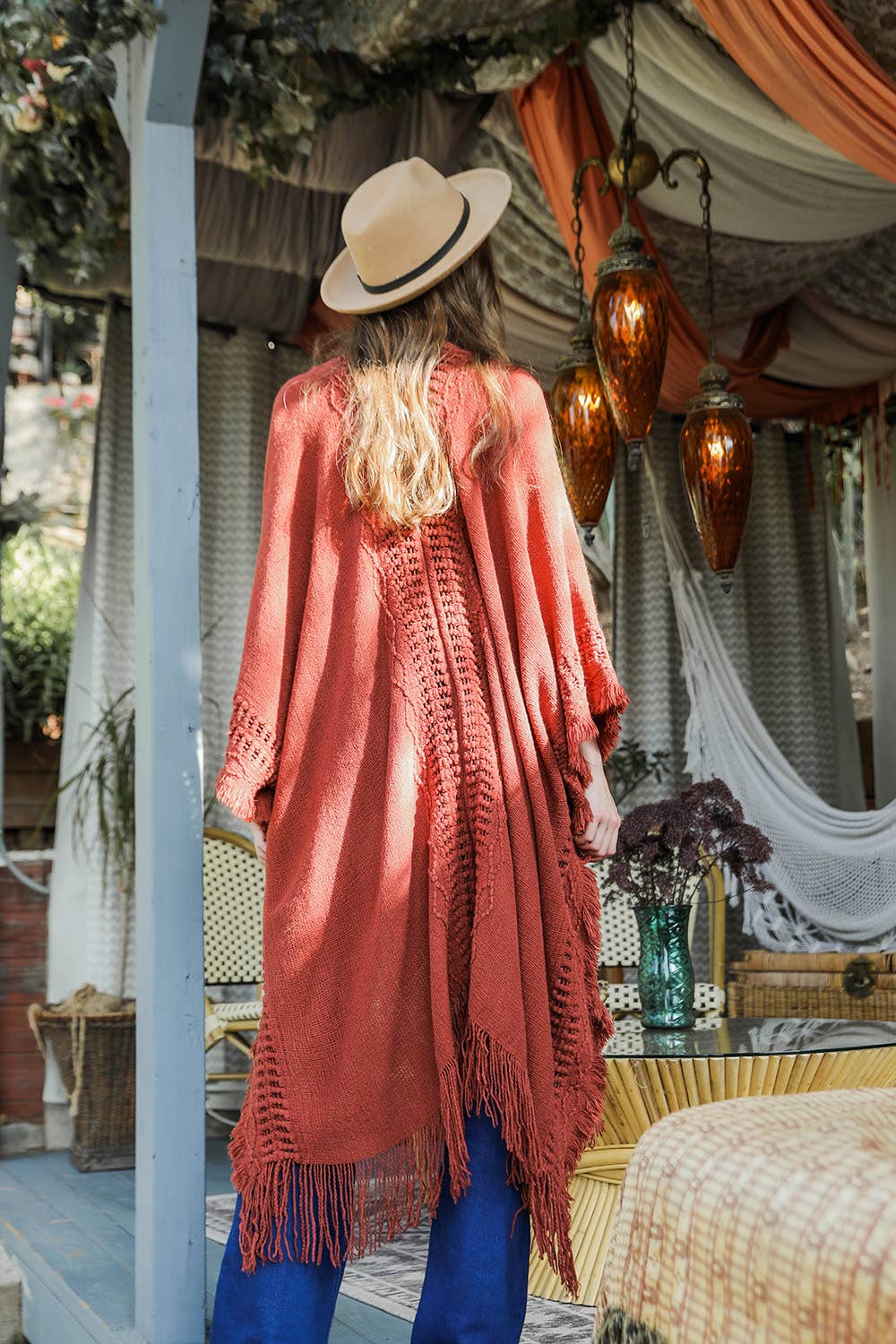 Leto Accessories - Bestselling Open Work Frayed Border Bohemian Ruana