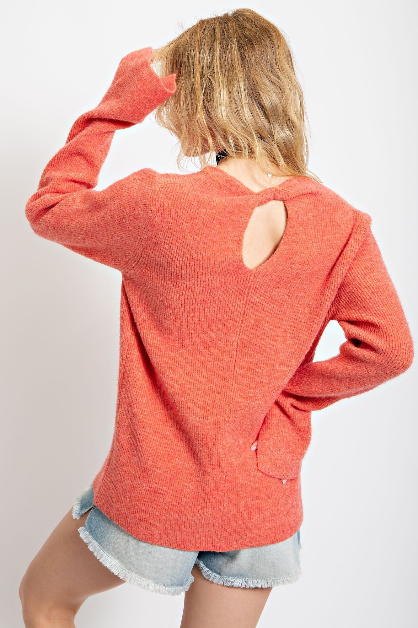 KEYHOLE BACK KNITTED SWEATER