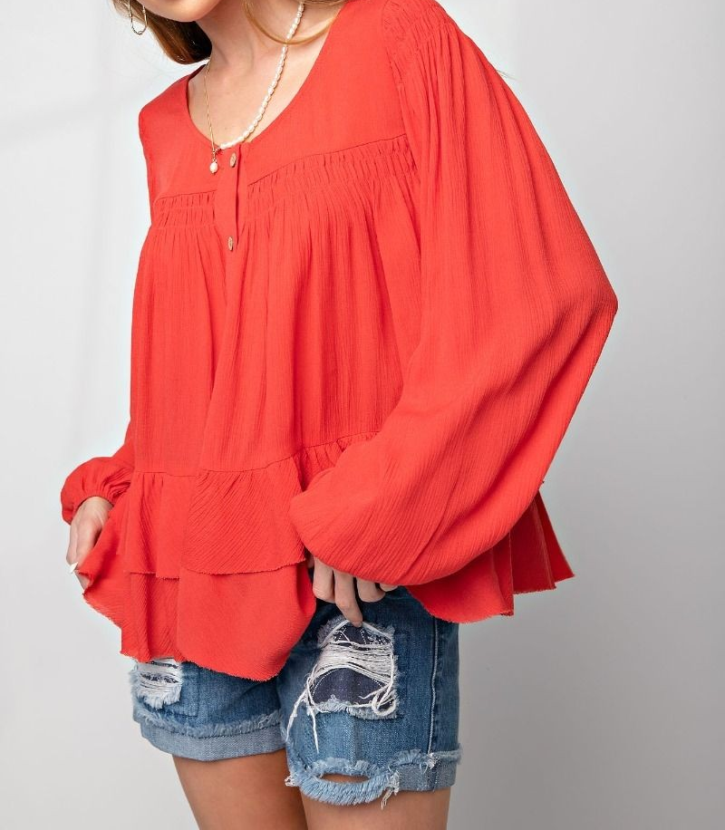 TIERED RUFFLE GAUZE TUNIC