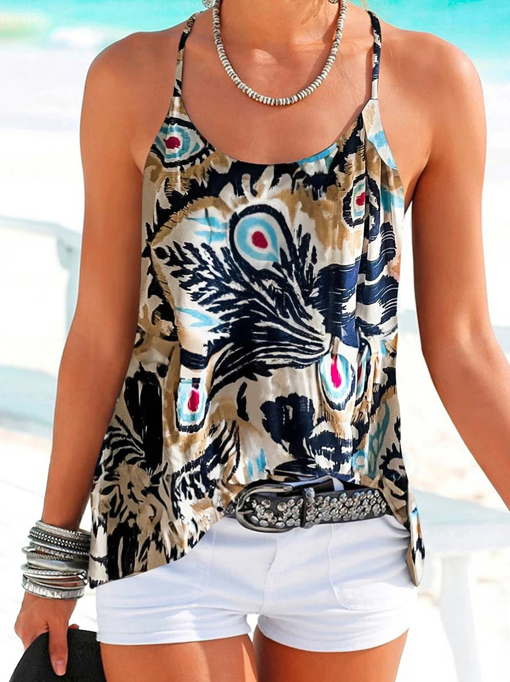 Boho Spaghetti Strap Backless Camisole