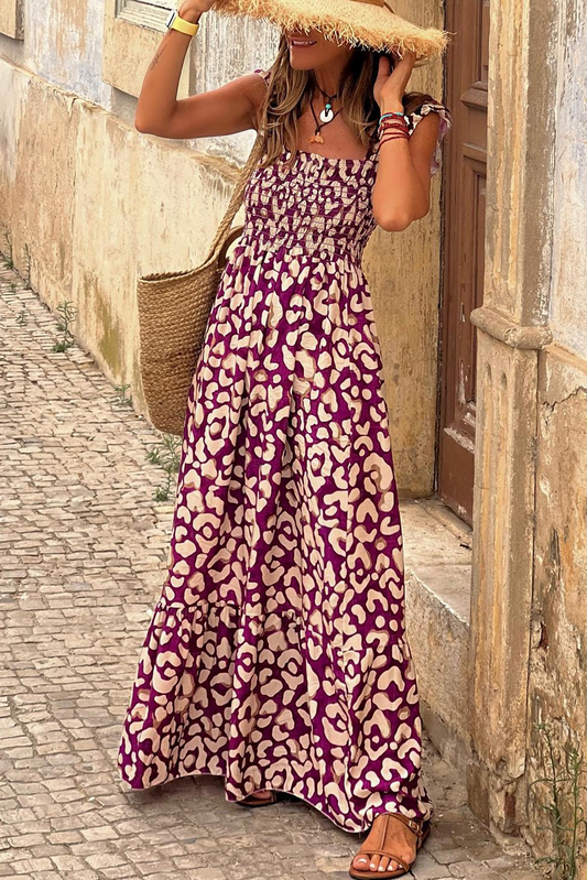Rose Leopard Smocked Maxi – Luxe Collection