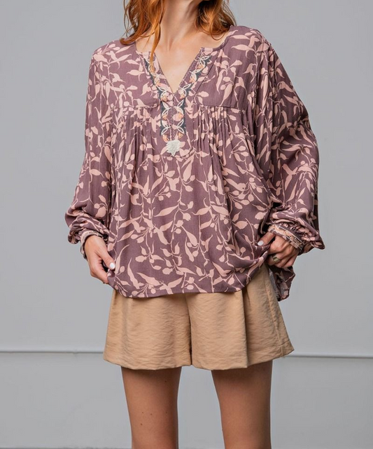 PRINTED GAUZE TOP