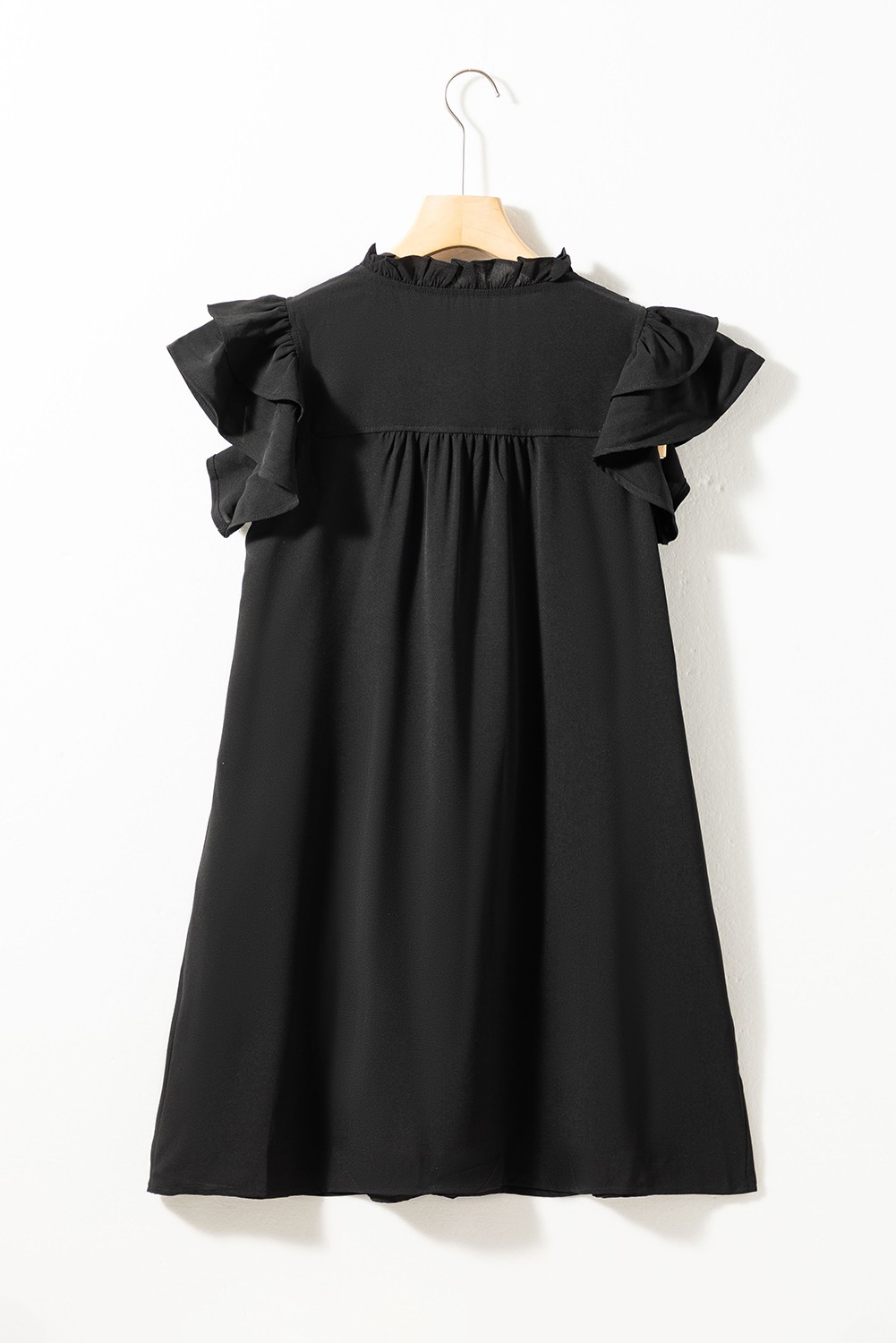 Ruffle Sleeve V Neck Frilled Shift Dress