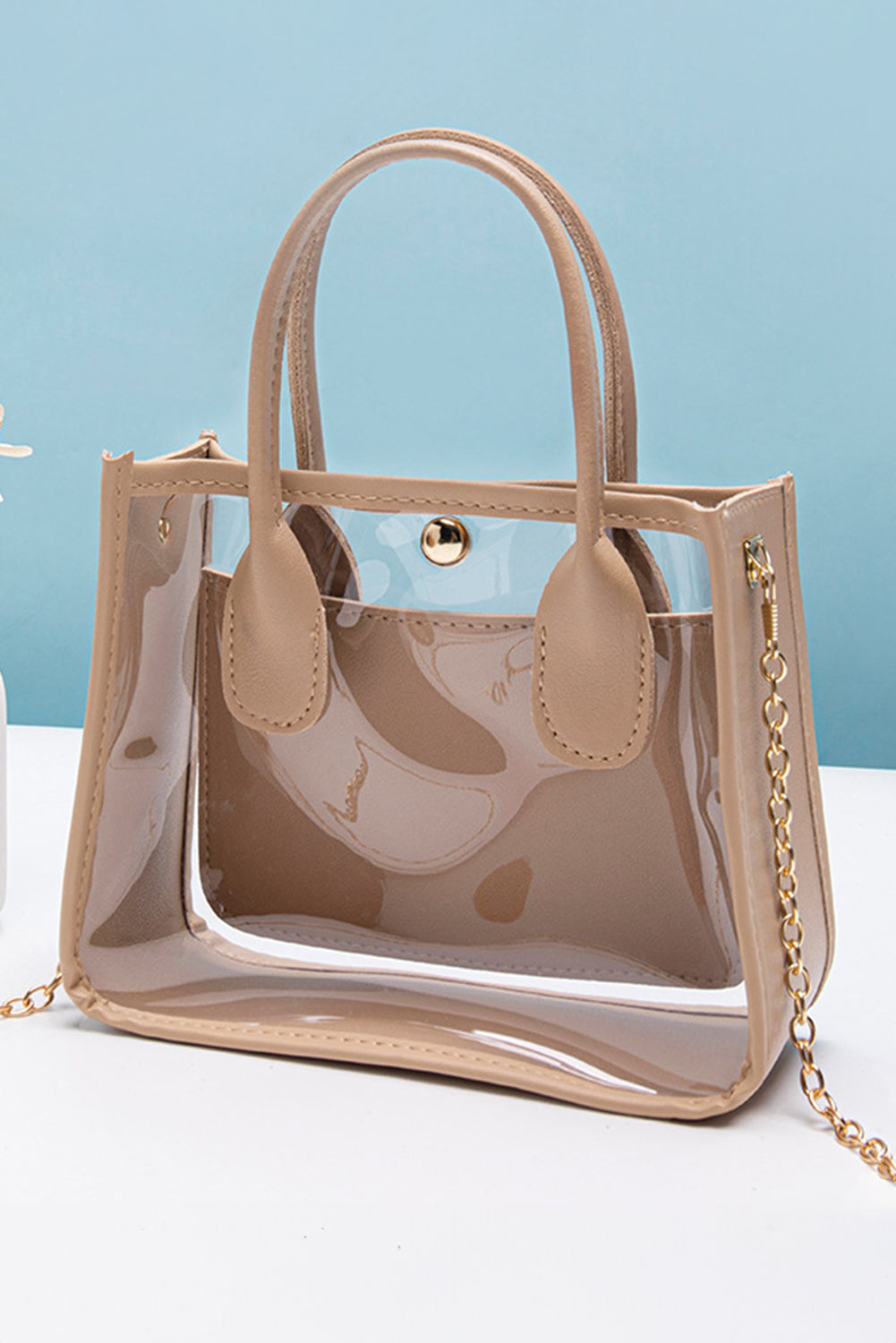 Parchment Clear Chain Strap Shoulder Bag
