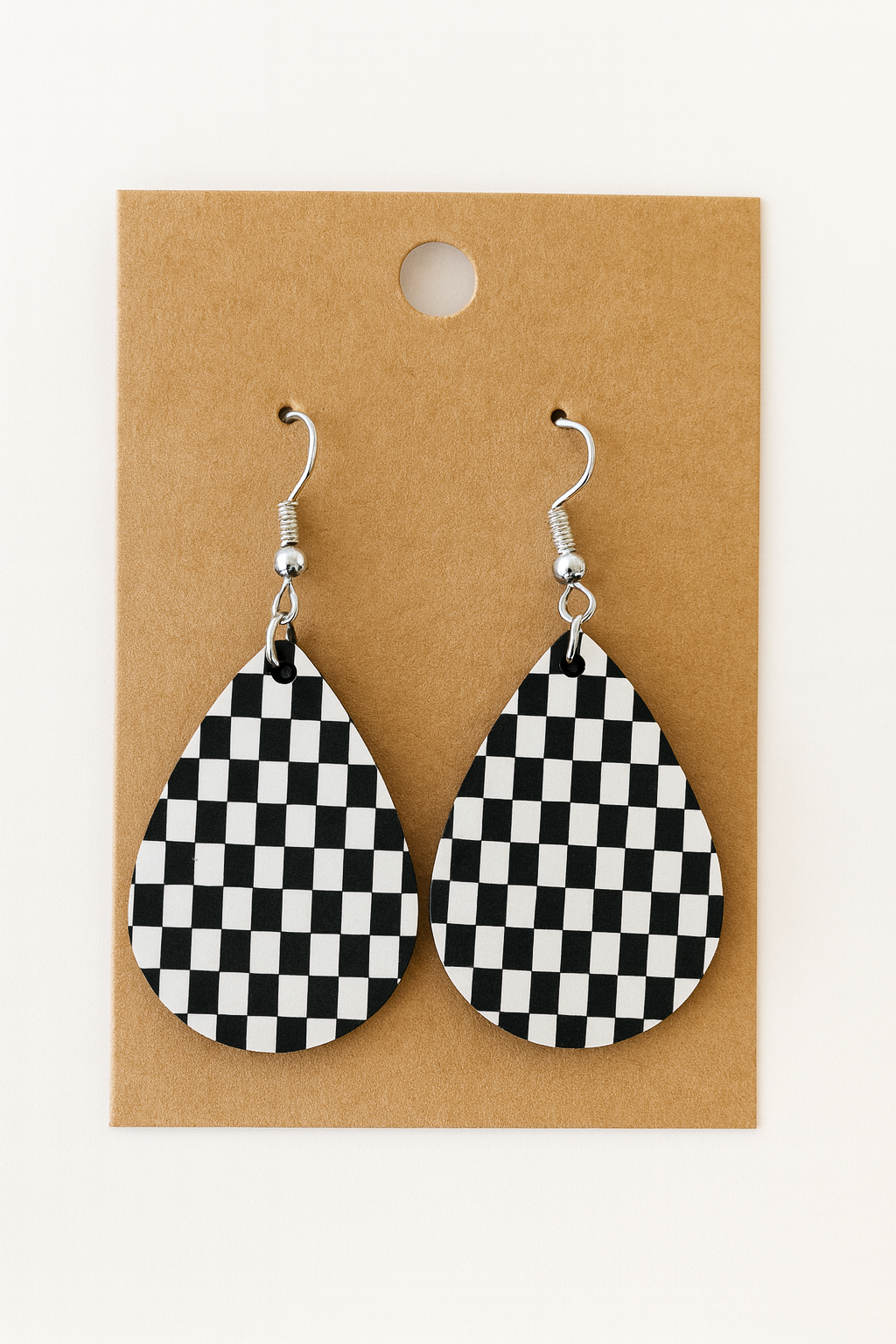 Checkerboard Teardrop Handmade Earrings
