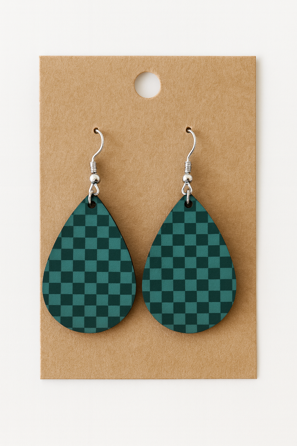 Checkerboard Teardrop Handmade Earrings