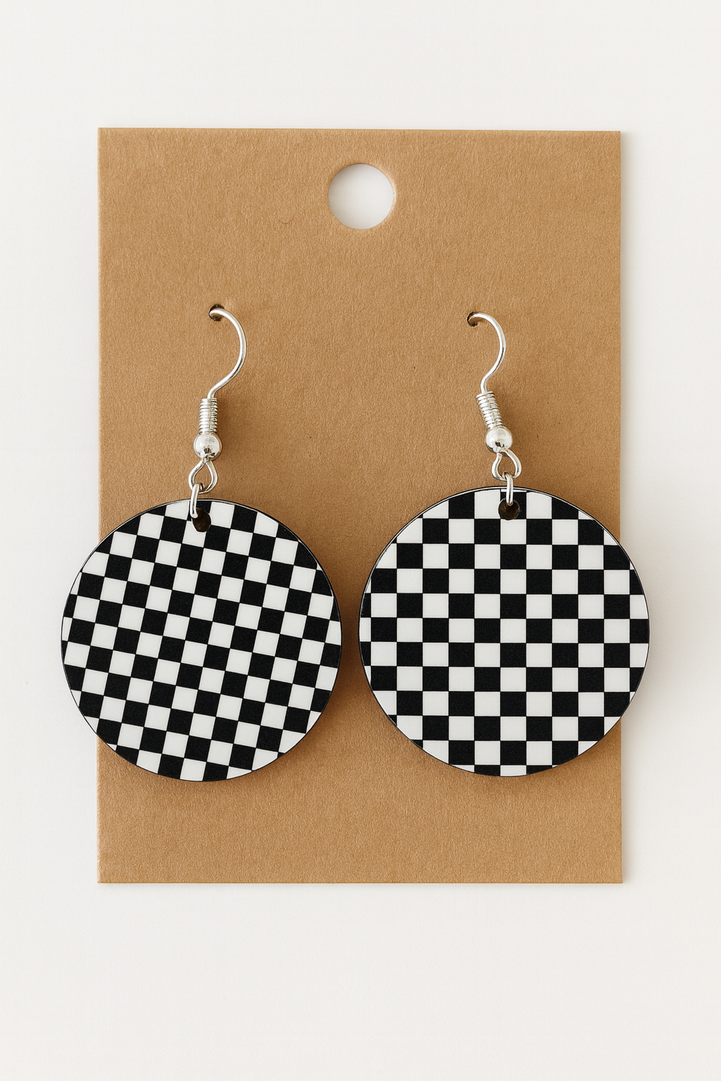 Checkerboard Round Handmade Earrings