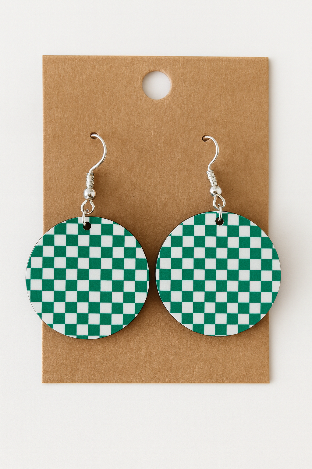 Checkerboard Round Handmade Earrings