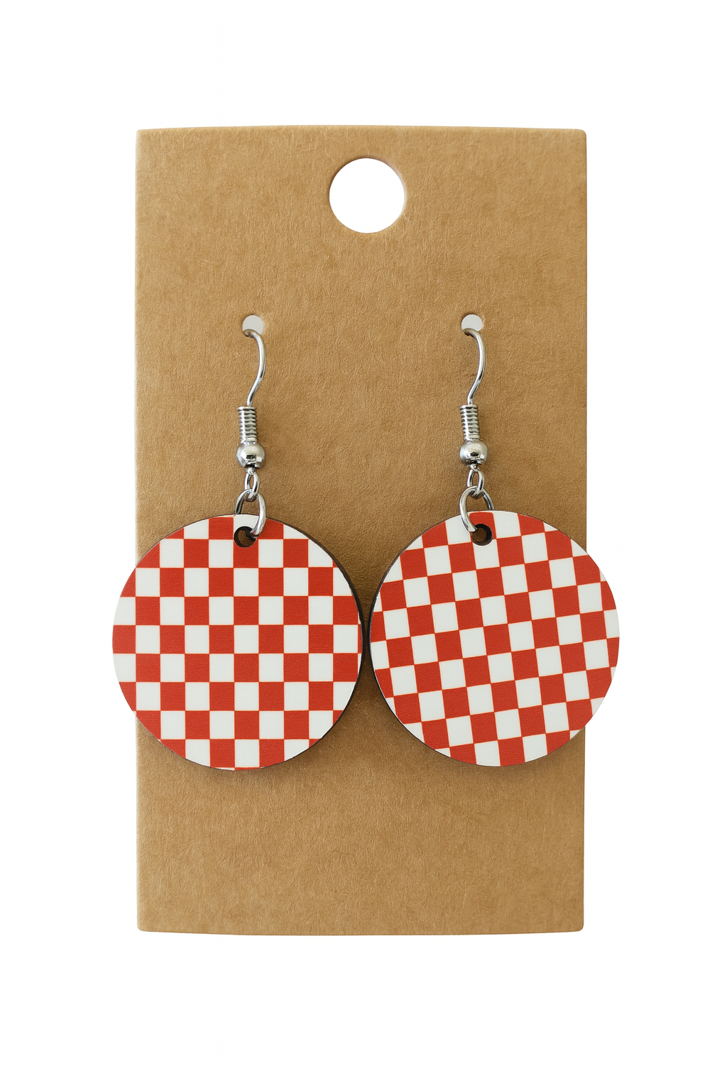 Checkerboard Round Handmade Earrings
