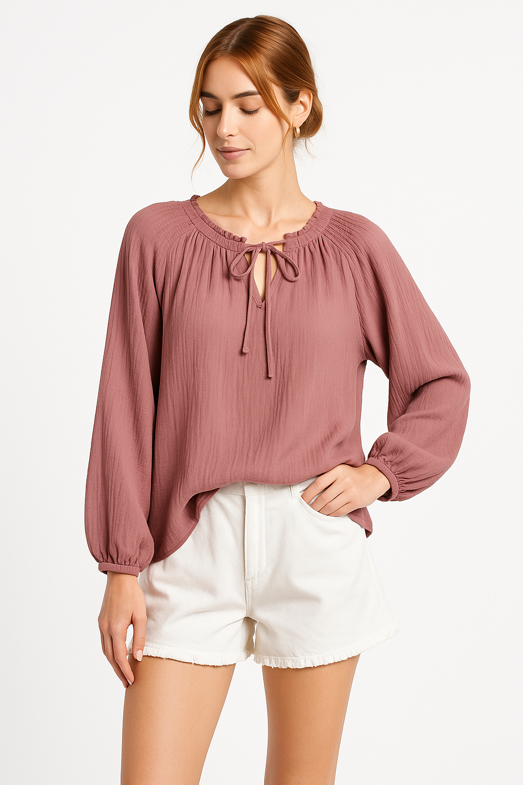 LONG SLEEVE COTTON GAUZE SHIRT