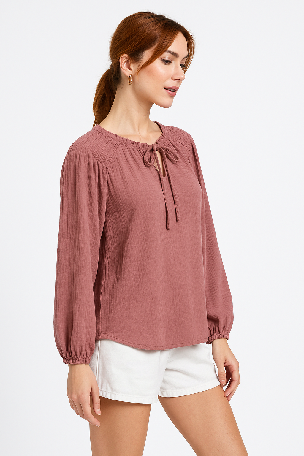 LONG SLEEVE COTTON GAUZE SHIRT