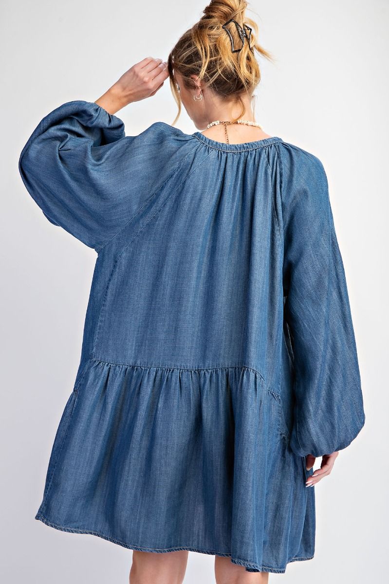 Easel Washed Denim Dress