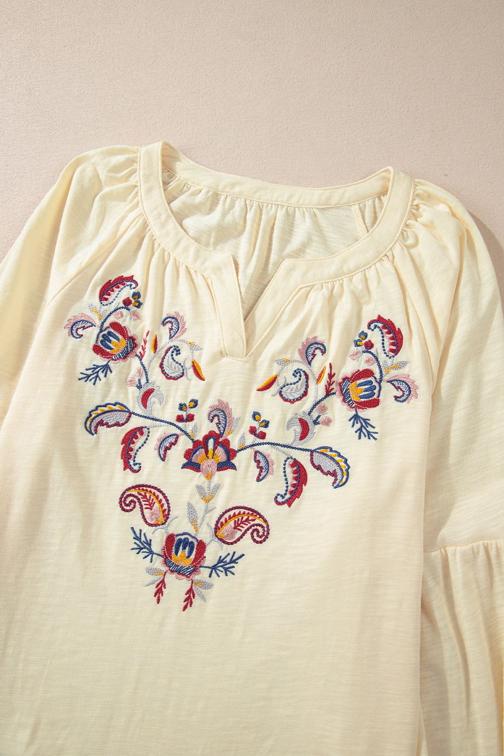 Apricot Paisley Embroidered Blouse