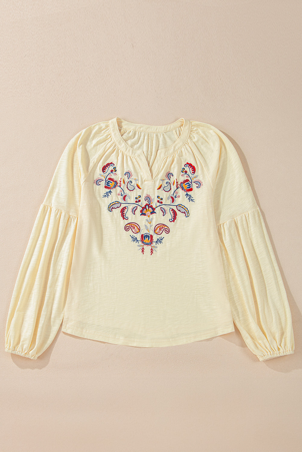 Apricot Paisley Embroidered Blouse