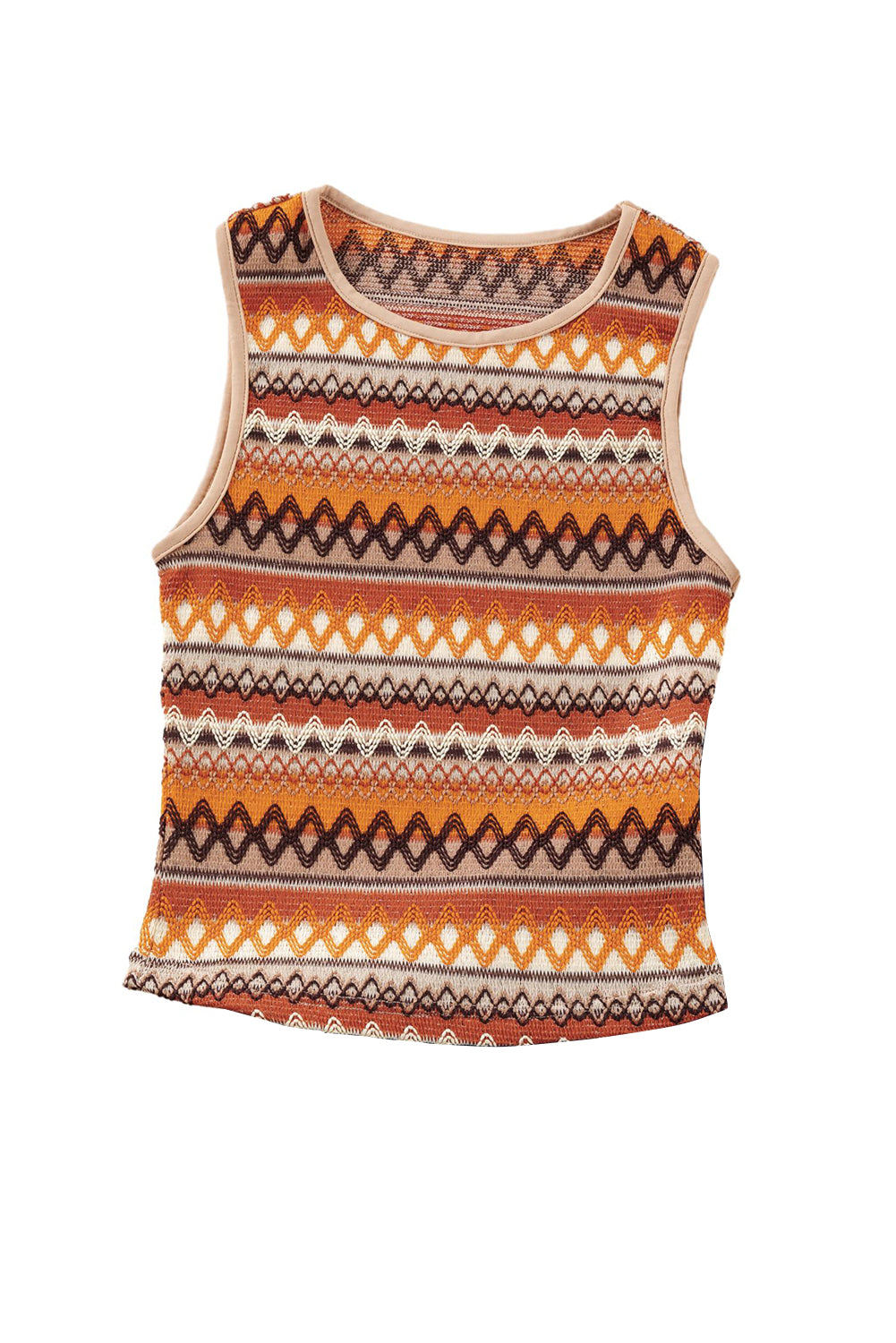 Boho Geometric Striped Knitted Tank Top