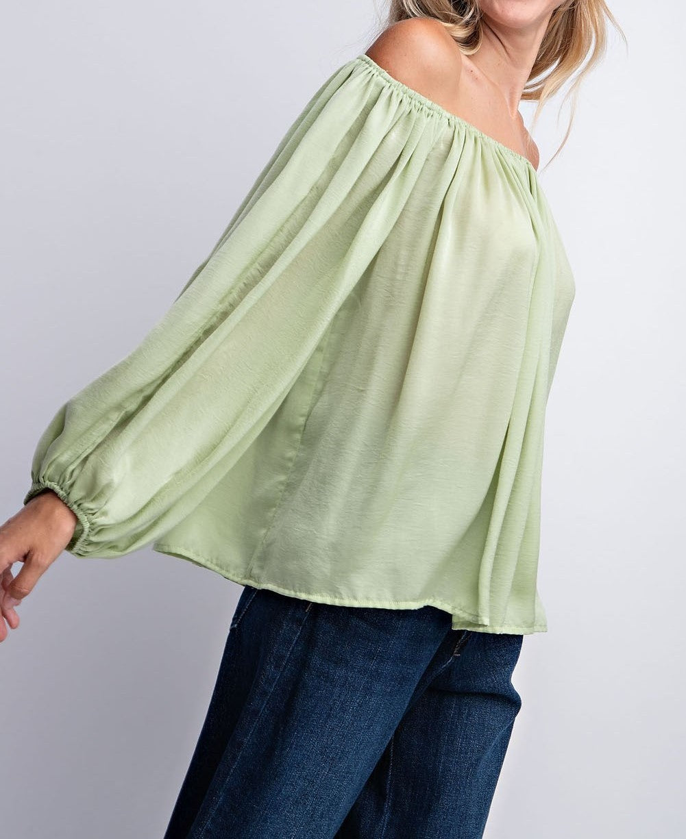 OFF THE SHOULDER PEASANT SOLID TOP