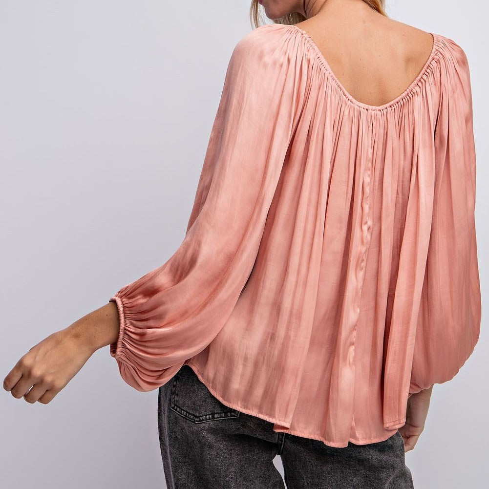 OFF THE SHOULDER PEASANT SOLID TOP