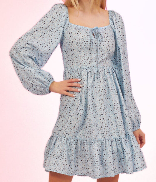 RAGLAN SLEEVE WOVEN PRINT DRESS