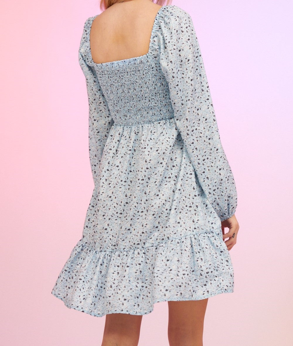 RAGLAN SLEEVE WOVEN PRINT DRESS