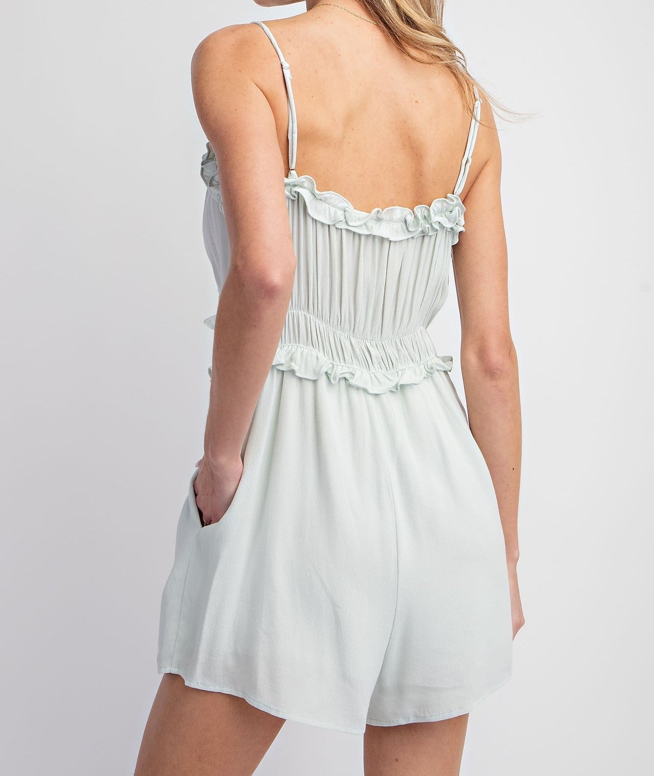 TIERED RUFFLE RUCHED ROMPER