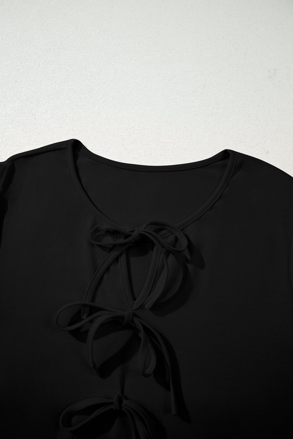 Black Bow Tie Peplum Plus Size Blouse