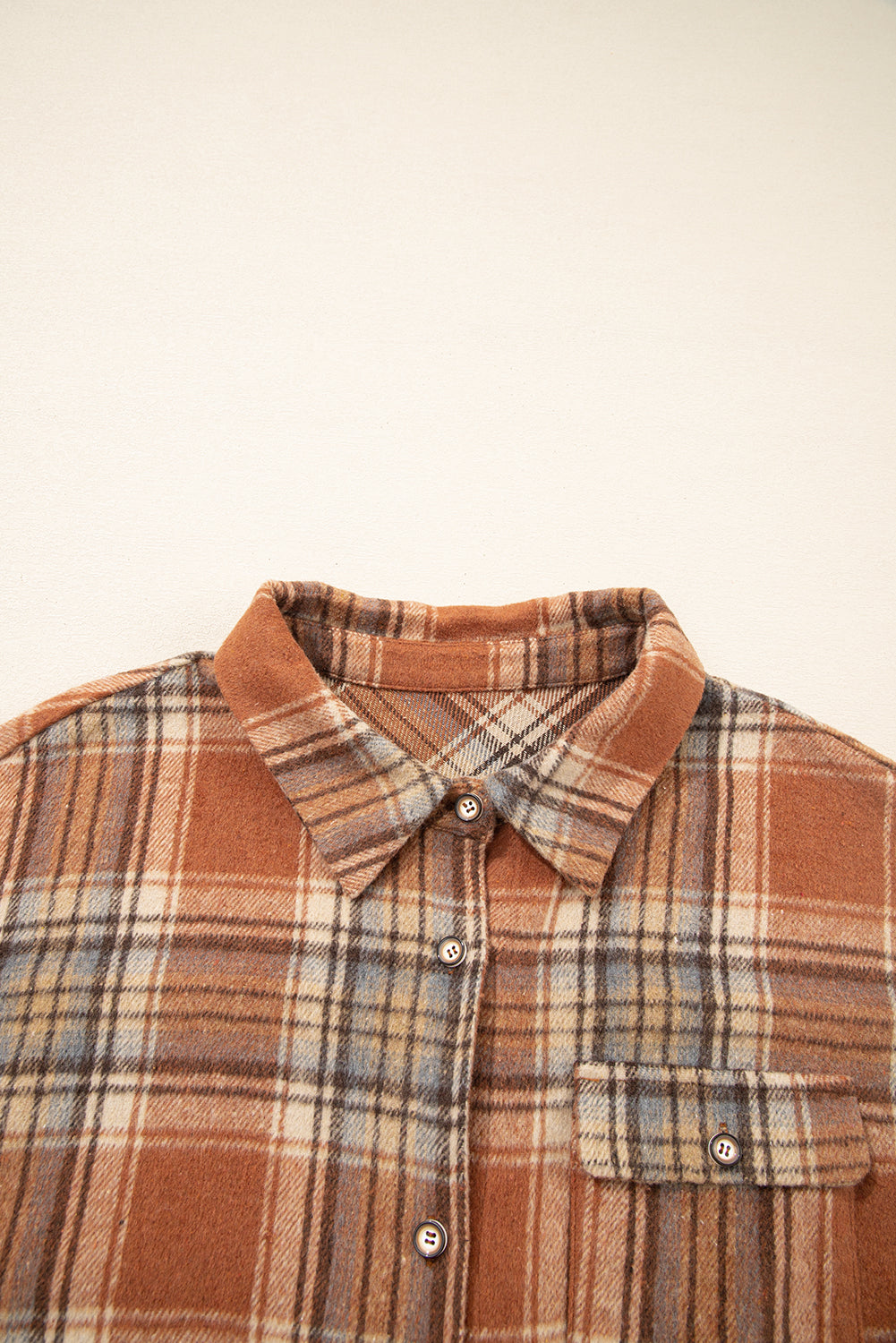 Brown Plaid Button-Up Plus Size Shacket