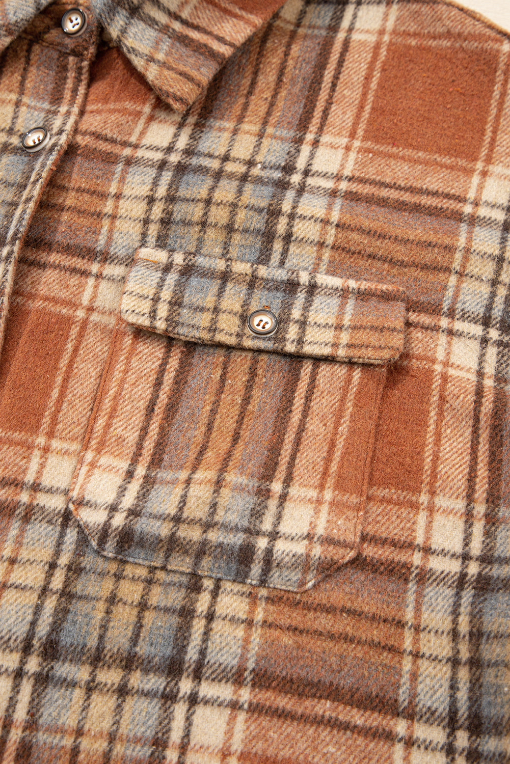 Brown Plaid Button-Up Plus Size Shacket