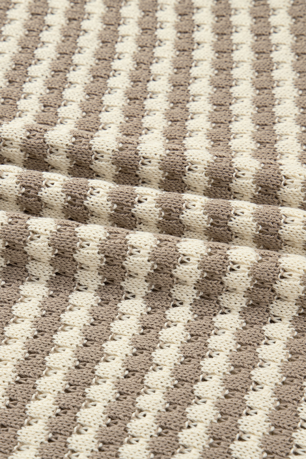 Khaki Stripe V-Neck Plus Size Sweater