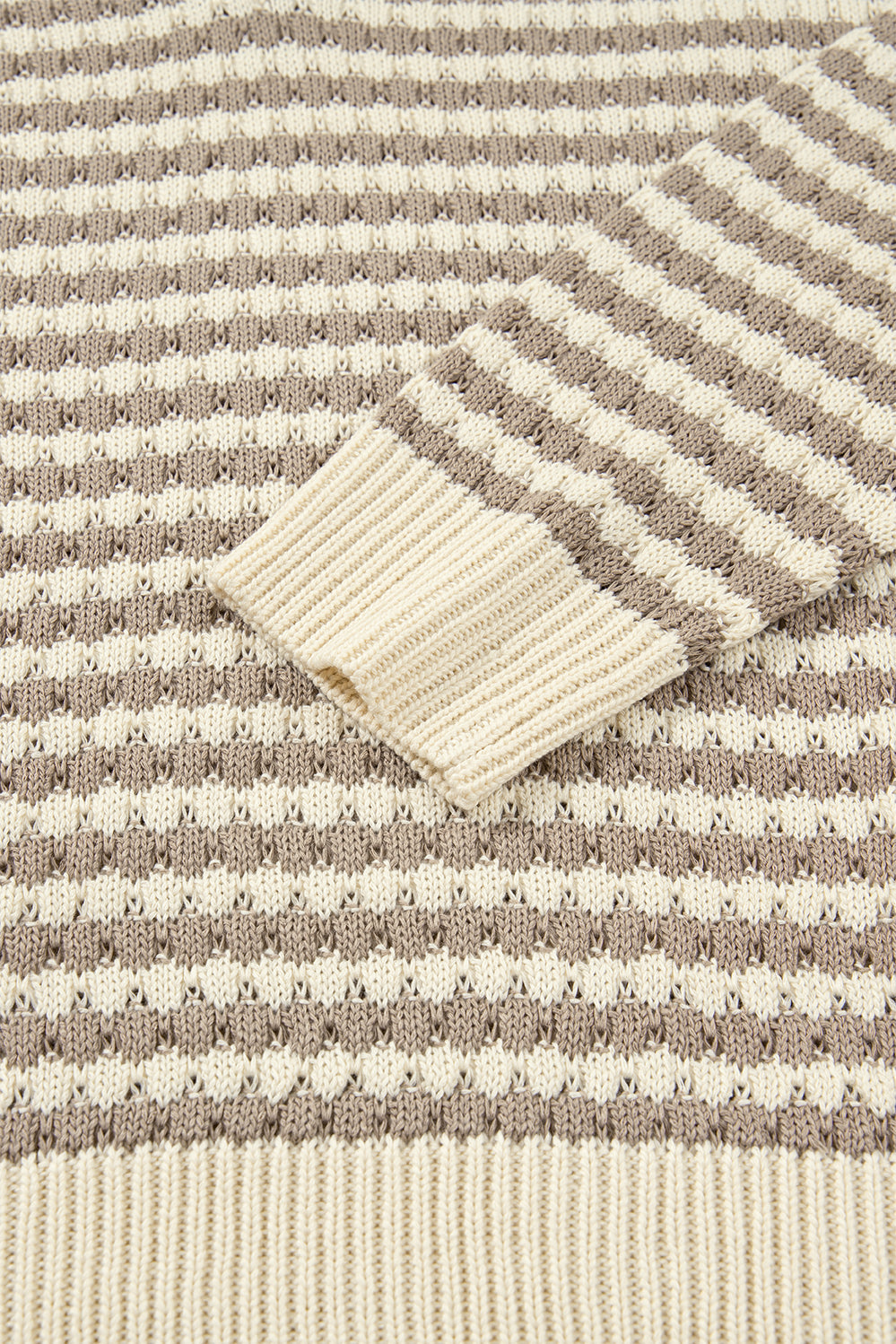 Khaki Stripe V-Neck Plus Size Sweater
