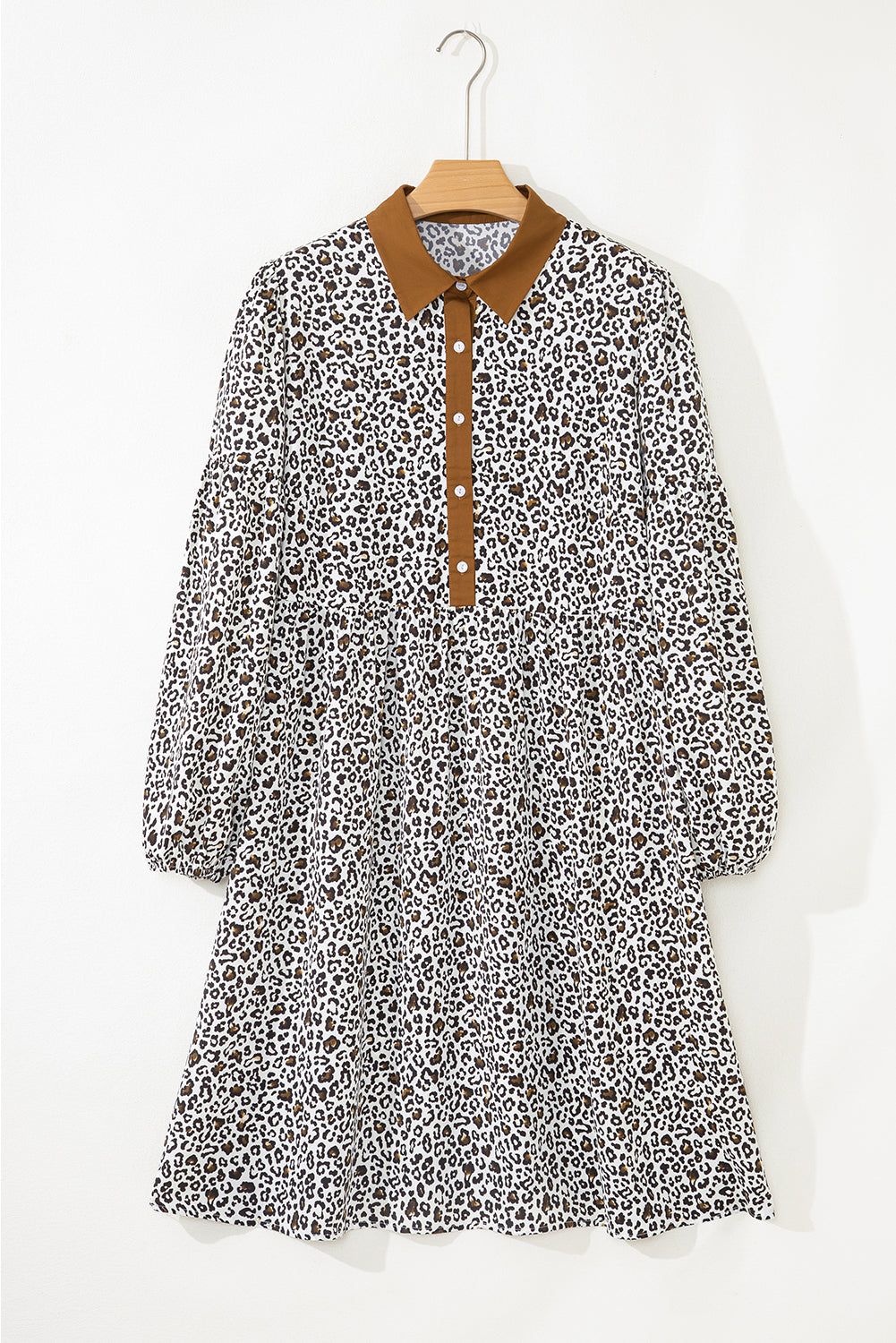 Khaki Leopard Print Plus Size Mini Dress