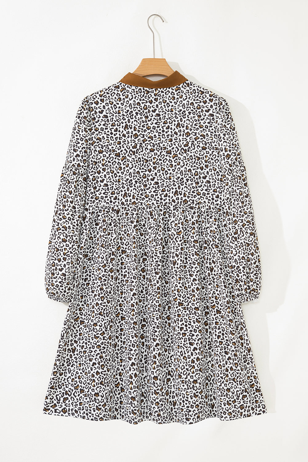 Khaki Leopard Print Plus Size Mini Dress