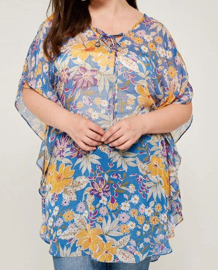 Sheer Floral Kaftan - PLUS SIZE